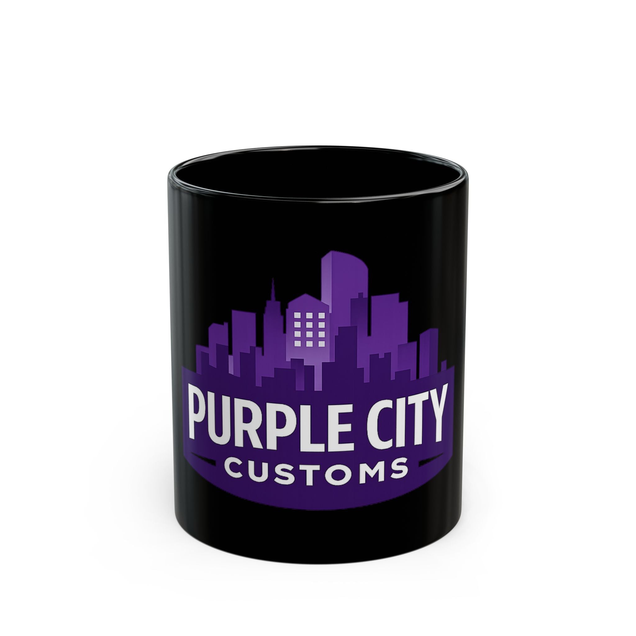 Purple City Customs Skyline Black Ceramic Mug | 11oz & 15oz